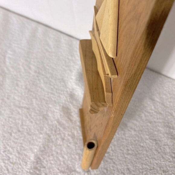 SOLD-Vintage Handmade Hand Carved Wood Notepad And Pen Holder - Picture 6 of 9